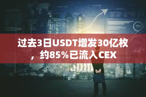 過去3日USDT增發30億枚，約85%已流入CEX