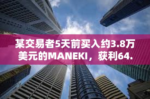 某交易者5天前買入約3.8萬美元的MANEKI，獲利64.2萬美元