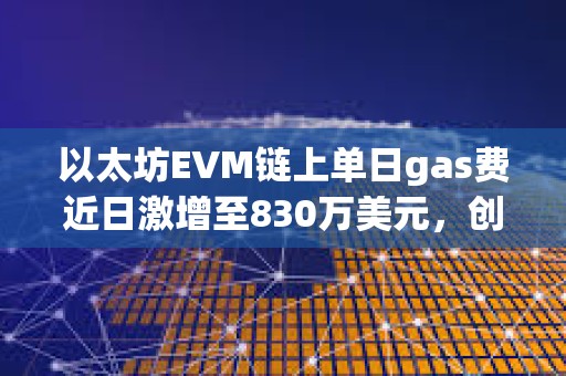 以太坊EVM鏈上單日gas費近日激增至830萬美元，創歷史新高
