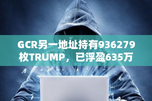 GCR另一地址持有936279枚TRUMP，已浮盈635萬美元