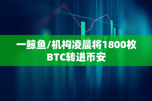 一鯨魚/機構凌晨將1800枚BTC轉進幣安