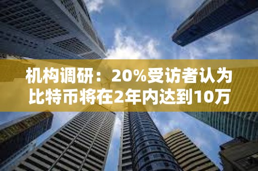 機構調研：20%受訪者認為比特幣將在2年內達到10萬美元