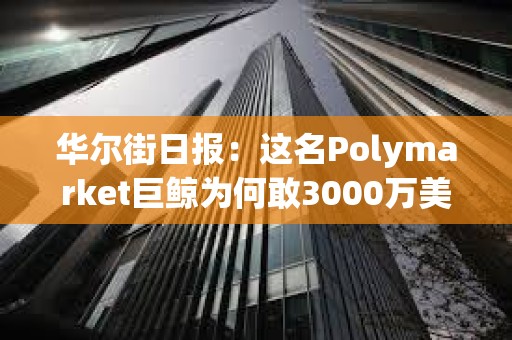 華爾街日?qǐng)?bào)：這名Polymarket巨鯨為何敢3000萬(wàn)美元豪賭特朗普