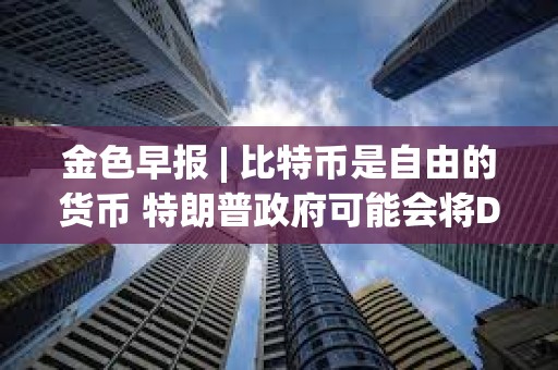 金色早報 | 比特幣是自由的貨幣 特朗普政府可能會將DeFi從小眾推向主流