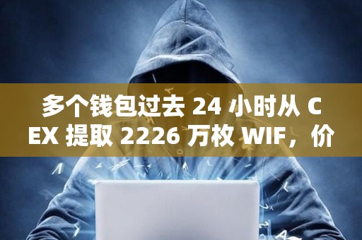 多個(gè)錢包過(guò)去 24 小時(shí)從 CEX 提取 2226 萬(wàn)枚 WIF，價(jià)值約 1802 萬(wàn)美元