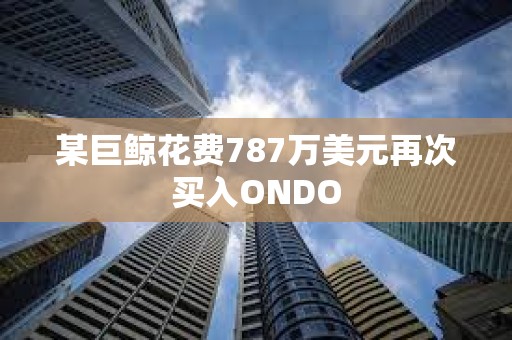 某巨鯨花費787萬美元再次買入ONDO