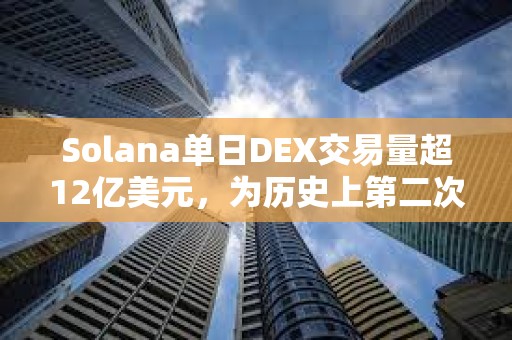 Solana單日DEX交易量超12億美元，為歷史上第二次超過以太坊