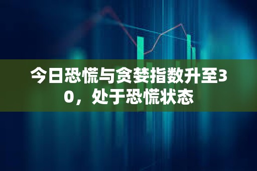 今日恐慌與貪婪指數(shù)升至30，處于恐慌狀態(tài)