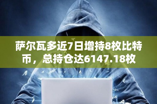 薩爾瓦多近7日增持8枚比特幣，總持倉達6147.18枚
