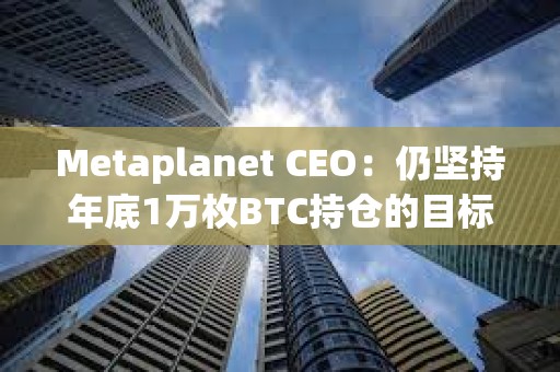 Metaplanet CEO：仍堅持年底1萬枚BTC持倉的目標
