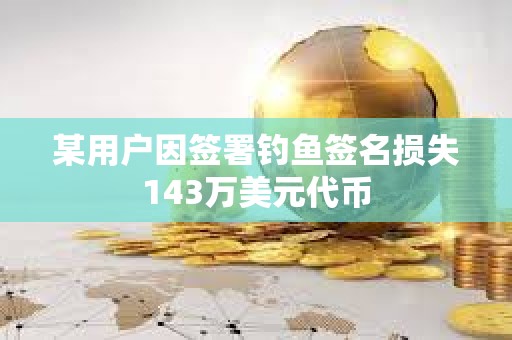 某用戶因簽署釣魚簽名損失143萬美元代幣