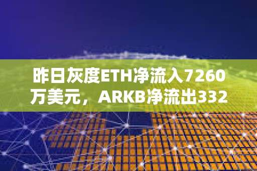 昨日灰度ETH凈流入7260萬(wàn)美元，ARKB凈流出3320萬(wàn)美元