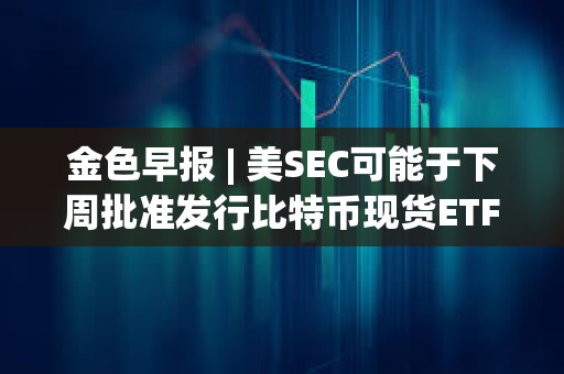 金色早報 | 美SEC可能于下周批準發行比特幣現貨ETF 虛擬資產將從本輪經濟周期中跑出