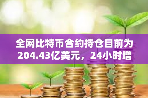 全網比特幣合約持倉目前為204.43億美元，24小時增幅達11%