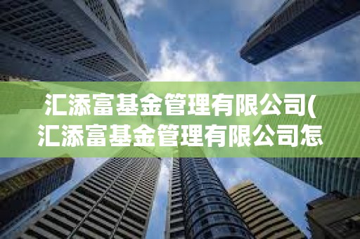 匯添富基金管理有限公司(匯添富基金管理有限公司怎么樣)