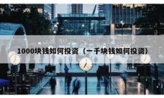 1000塊錢如何投資（一千塊錢如何投資）