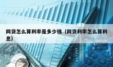 網貸怎么算利率是多少錢（網貸利率怎么算利息）
