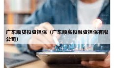 廣東順貸投資擔(dān)保（廣東順高投融資擔(dān)保有限公司）