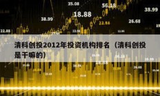 清科創(chuàng)投2012年投資機構排名（清科創(chuàng)投是干嘛的）