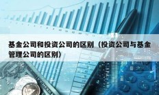 基金公司和投資公司的區(qū)別（投資公司與基金管理公司的區(qū)別）
