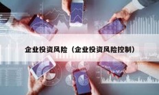 企業(yè)投資風險（企業(yè)投資風險控制）